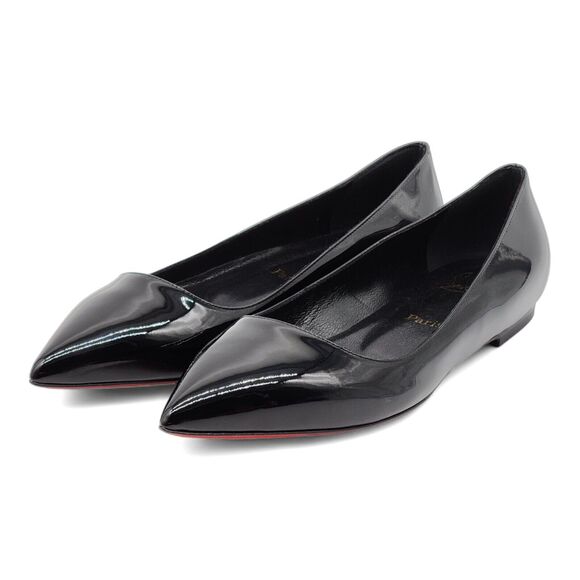 Christian Louboutin Ballalla Patent Leather Ballet Flats Shoes in Black $745 - Picture 2 of 11